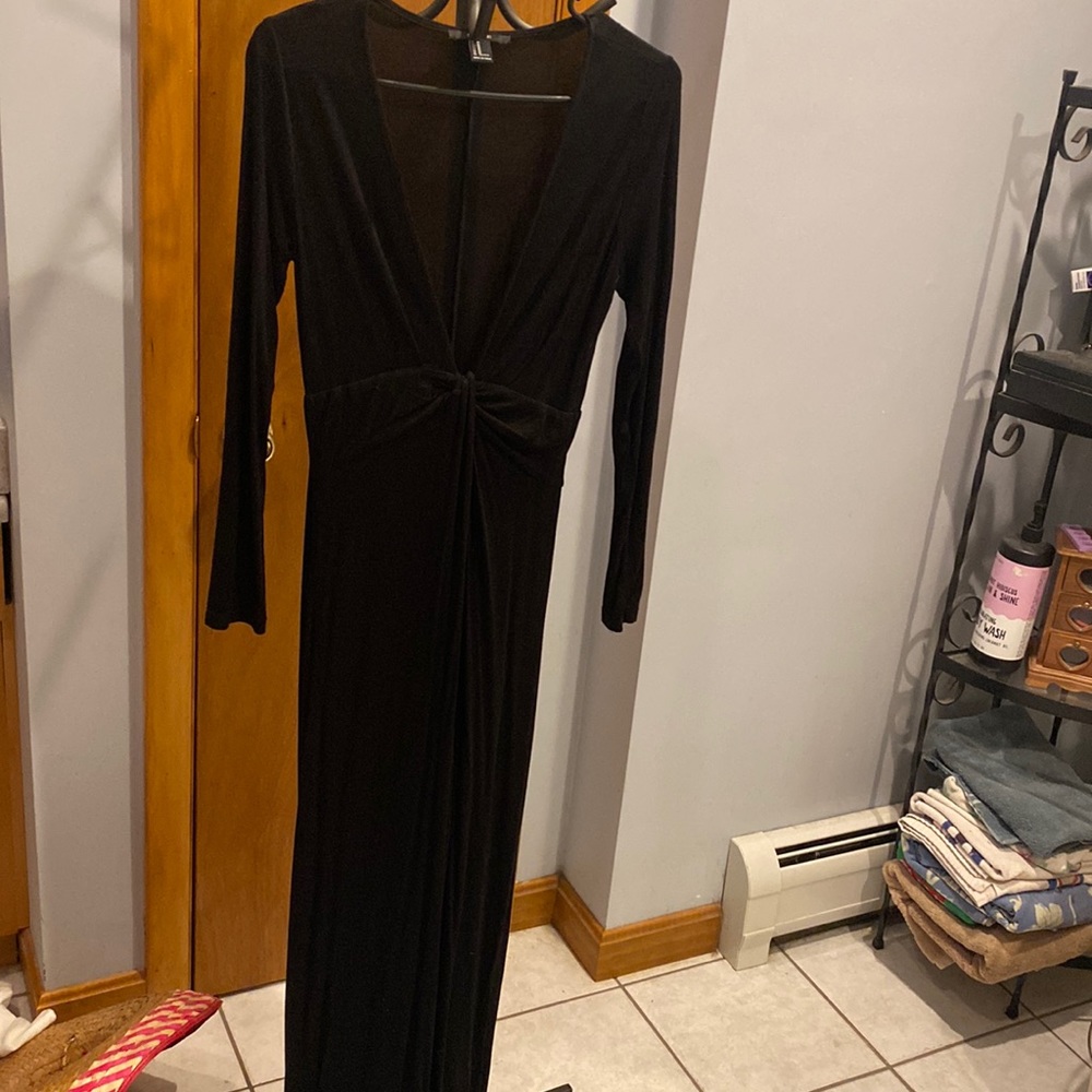 Forever 21 black low cut maxi dress size M